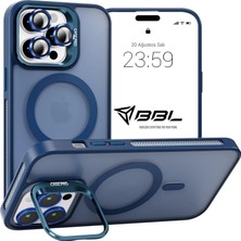Bilişim Akademi iPhone 14 Pro Max Kılıf Stantlı Kılıf Lens Korumalı Kılıf Mat Magsafe Özellikli Kılıf - Lacivert