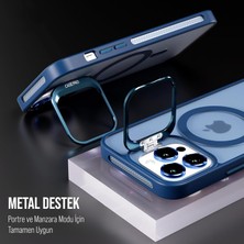 Bilişim Akademi iPhone 14 Pro Max Kılıf Stantlı Kılıf Lens Korumalı Kılıf Mat Magsafe Özellikli Kılıf - Lacivert