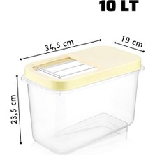 Ozcmax Sürgülü Kapaklı 10 Lt Erzak Bakliyat Un Şeker Saklama Kabı