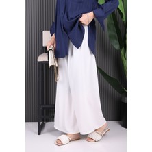 İmaj Butik Ekru Bol Paça Ayrobin Pantolon