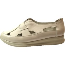 Beety 337 Hakiki Deri Bej Ortopedik Kadın Anne Ayakkabı