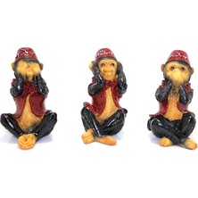 No8 Home 3'lü Polyester Maymun Seti