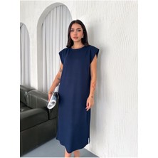 Yumuşak Doku Modal Kumaş Vatkalı   Sade Şık Midi Elbise