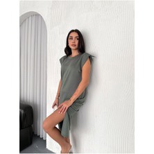Yumuşak Doku Modal Kumaş Vatkalı   Sade Şık Midi Elbise