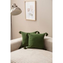 Swita Home Home Design Ikili Dekoratif Püsküllü Kırlent Kılıfı Yeşil 43X43