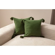 Swita Home Home Design Ikili Dekoratif Püsküllü Kırlent Kılıfı Yeşil 43X43