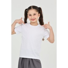 ERDEM KIDS Kız Çocuk Düz Kısa Kollu Casual-Okul Basic T-Shirt