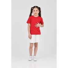 Kız Çocuk Düz Kısa Kollu Casual-Okul Basic T-Shirt