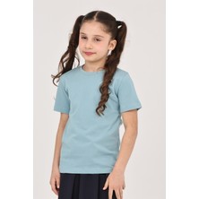 Kız Çocuk Düz Kısa Kollu Casual-Okul Basic T-Shirt