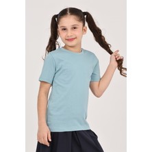 Kız Çocuk Düz Kısa Kollu Casual-Okul Basic T-Shirt