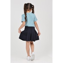 Kız Çocuk Düz Kısa Kollu Casual-Okul Basic T-Shirt