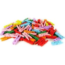 Ozcmax Renkli Mini Ahşap Mandal (100 Adet)