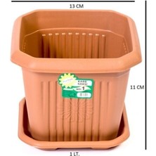 Demet Home 4 Adet Plastik Kare Bahçe Balkon Salon Ağaç Çiçek Saksısı Tabakl 126-72-44-25-10-7-4-1 Lt Arası Ölçü Seçenekliı