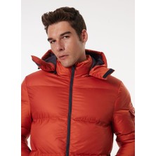 Turuncu Erkek Kapüşon Yaka Standart Fit Puffer Mont C4WM-MNT4001