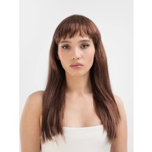 Belle Vista Kahve Renk Uzun Düz Parti Peruğu - Uzun Kahverengi Peruk