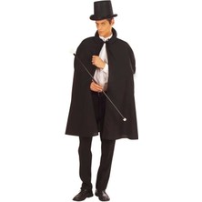 Belle Vista Siyah Sihirbaz Pelerini 120  cm  ve Sihirbaz Şapkası 12  cm  Yetişkin Boy