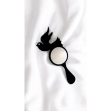 Dktt Tasarım Ahşap El Aynası Kuş Detaylı