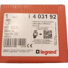4P 63A 30mA AC tipi 400V~LEGRAND • Kaçak akım koruma anahtarı.  Kesici farklılığı R.C.C.B.