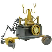 Dekoratif Metal Telefon Kumbaralı Biblo Hediyelik