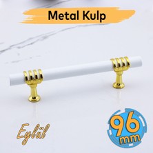 Badem10 Eylül Mobilya Mutfak Dolabı Çekmece Dolap Kulpları Kapak Kulbu Beyaz Altın 96 mm Metal Kulp