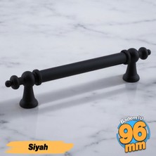 Badem10 Osmanlı (96 mm - 9.6 cm) Mat Siyah Metal Mobilya Mutfak Çekmece Dolap Dolabı Kulbu Kulpları
