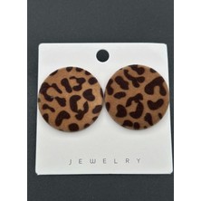 Ömür Aksesuar Yuvarlak Leopar Desenli Küpe