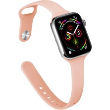 Bilişim Akademi  Apple Watch 42MM Uyumlu Slikon Kordon Yumuşak Kordon Renkli - Pudra