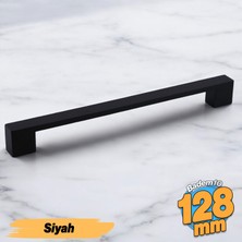 Badem10 Orta Köprü (128 mm - 12.8 cm) Siyah Metal Mobilya Mutfak Çekmece Dolap Dolabı Kulbu Kulpları