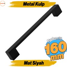Badem10 Dar Köprü (160 mm - 16 cm) Mat Siyah Metal Mobilya Mutfak Çekmece Dolap Dolabı Kulbu Kulpları