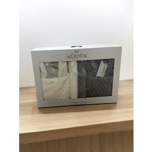 Banyo Çeyiz Seti,  Pamuk Bornoz Takımı, 8 Parça Aile Bornoz Seti, Havlu & Havlu Seti (Gri-Krem)