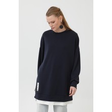 10613 Puane Modal Kumaş Arma ve Fermuar Detaylı Sweatshirt