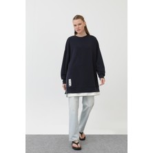 10613 Puane Modal Kumaş Arma ve Fermuar Detaylı Sweatshirt