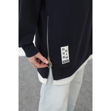 10613 Puane Modal Kumaş Arma ve Fermuar Detaylı Sweatshirt