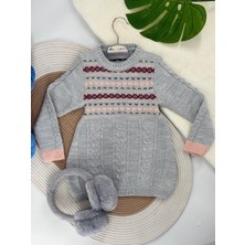 Kurgan Tekstil Kız Çocuk Bisiklet Yaka Saç Örgü Triko Kazak Tunik (1-5 Yaş)