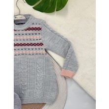Kurgan Tekstil Kız Çocuk Bisiklet Yaka Saç Örgü Triko Kazak Tunik (1-5 Yaş)