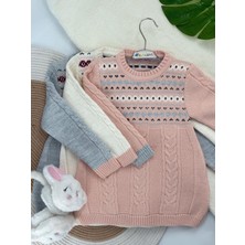 Kurgan Tekstil Kız Çocuk Bisiklet Yaka Saç Örgü Triko Kazak Tunik (1-5 Yaş)