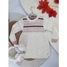 Kurgan Tekstil Kız Çocuk Bisiklet Yaka Saç Örgü Triko Kazak Tunik (1-5 Yaş)