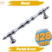 Badem10 Nilay Krom Metal Kulp 128 mm - 12.8 cm Mobilya Çekmece Mutfak Dolabı Dolap Kulpları Kulbu Kulpu