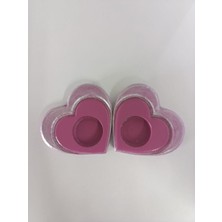 Koyu Pembe Kalpli Model 2'li Ahşap Mumluk, Dekoratif-Hediyelik Mumluk