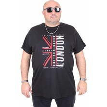 Starbattal Erkek Büyük Beden Sıfır Yaka Tişört London 25166 Sıyah
