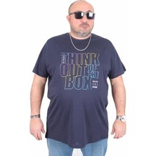 Starbattal Erkek Büyük Beden Sıfır Yaka Tişört Think Out Box 25163 Lacıvert