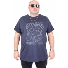 Starbattal Erkek Büyük Beden Sıfır Yaka Tişört Only Cool 25177 Lacıvert