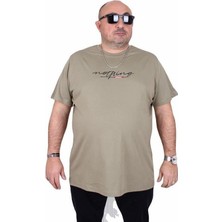 Starbattal Erkek Büyük Beden Sıfır Yaka Tişört Nothing 25173 Hakı