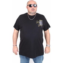 Starbattal Erkek Büyük Beden Sıfır Yaka Tişört Stay Strong 25159 Sıyah