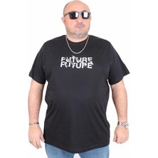 Starbattal Erkek Büyük Beden Sıfır Yaka Tişört The Future 25138 Sıyah