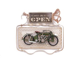Dekoratif Metal Kapı Yazısı Motosiklet Dekorlu Vintage Hediyelik
