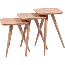 Mobilya Baba Yedisu Kare Retro Zigon Cilasız Ham Ahşap