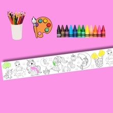 Unicorn Tek Boynuzlu At Sihirli ve Masalsı Unicorn Dünyası Boyama Rulosu 5mt