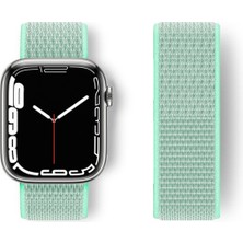 Bilişim Akademi  Apple Watch 44MM Uyumlu Hasır Kordon Kumaş Kayış Cırtcırtlı Kordon - Turkuaz