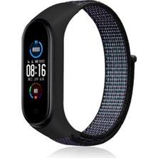  Xiaomi Mi Band 3 Uyumlu Hasır Kordon Kumaş Kayış Cırtcırtlı Kordon - Siyah-Mor